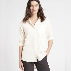 NWT Athleta Urbanite Textured Top Tide Stripe Sea Salt Cream Blouse small $119